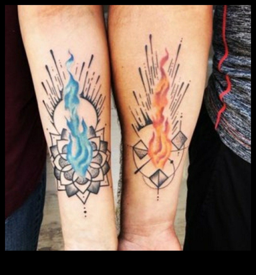 Dvīņu liesmas: aizrauj aizraušanos ar izsmalcinātiem pieskaņotiem tetovējumiem